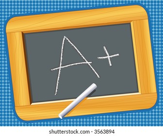 Chalkboard, chalk. wood frame blackboard. A PLUS! Add your own text, notes or drawing for school, home & office. EPS8 compatible.