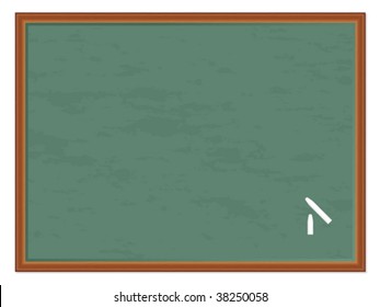 Chalkboard and chalks. Vector illustration.