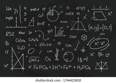 Chalkboard-Chemie und wissenschaftliche Formeln als Vektor