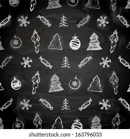 Chalkboard Christmas seamless background - Shutterstock ID 163796033