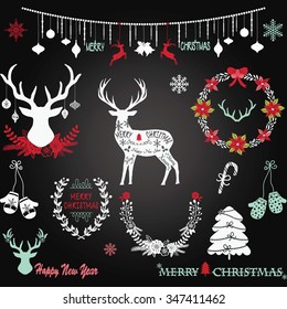 Chalkboard Christmas,Merry Christmas,Christmas decoration set.