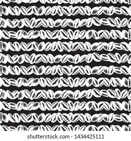Chalkboard coffee sketch seamless pattern. Coffee beans background, retro backdrop, menu, restaurant texture