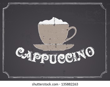 Chalkboard design cappuccino poster.
