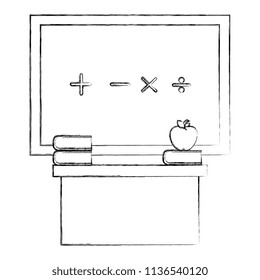 chalkboard and desk classroom scene