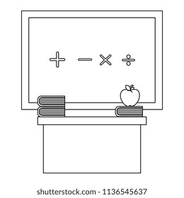 chalkboard and desk classroom scene
