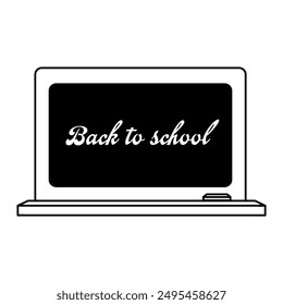 Chalkboard doodle icon. Blackboard with chalk and back to school lettering. Line art symbol.