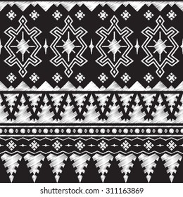Chalkboard doodle Tribal Aztec Seamless Pattern. Geometric Vector illustration