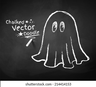 Chalkboard drawing of ghost. Vector illustration.