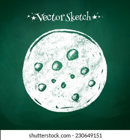 Chalkboard drawing of moon. Vector illustration.