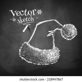 Chalkboard drawing of Santa Claus hat. Vector illustration. Isolated.