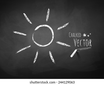 Chalkboard drawing of sun. Vector illustration. Isolated.