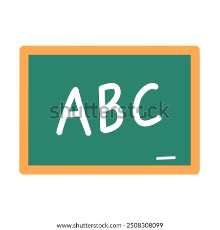 Chalkboard element with ABC hand drawn. Green board on white background 