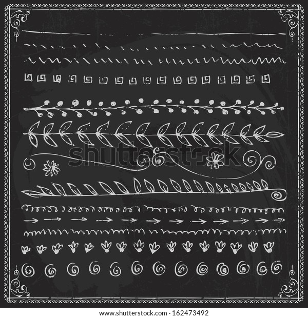 chalkboard elements chalk frame blackboard borders\
line drawing vector drawning fingers drawn vector line boundary set\
and design piece on a blackboard chalkboard elements chalk frame\
blackboard borde
