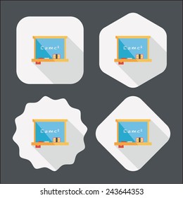 Chalkboard flat icon with long shadow,eps10