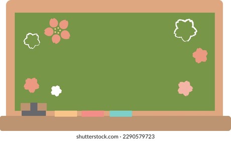 Chalkboard with floral illustration set