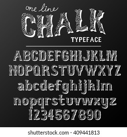 Chalkboard font, typeface white on black whiskey vintage style letters