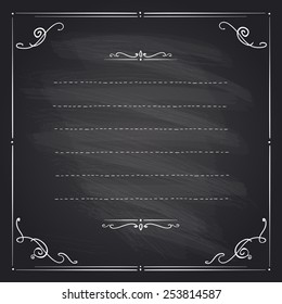 Chalkboard frame with antique curls and place for text.
