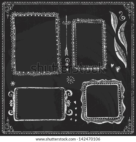 chalkboard frame border handdrawn chalk doodle menu background outline vintage vector stack of chalkboard fancy antique design component chalkboard frame border handdrawn chalk doodle menu background