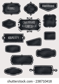 Chalkboard Frames and Labels - Set of hand-drawn blackboard tags, silhouettes