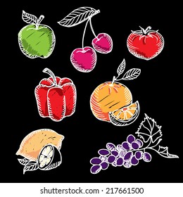 Chalkboard fruit set.