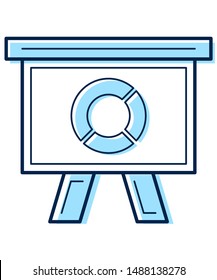 Chalkboard with graphic and blue color. Vector business icon.