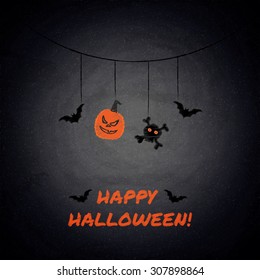 Chalkboard with Halloween elements. Vector illustration EPS10