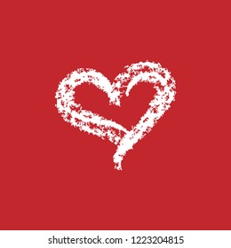 Chalkboard hand drawing of heart on red background. Vector illustration. Isolated.