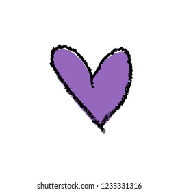 Chalkboard hand drawing of heart, vector illustration