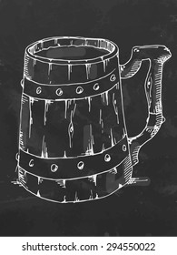 Chalkboard hand drawing. Vintage beer cup. Vector illustration.