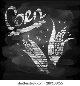 Chalkboard hand drawn menu vector corn