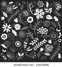 Chalkboard Hand Drawn single Flowers