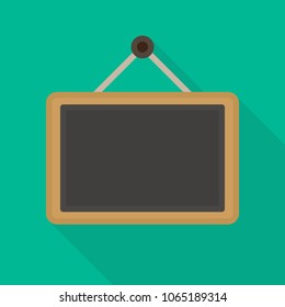 chalkboard icon in flat style with long shadow, isolated vector illustration on green transparent background