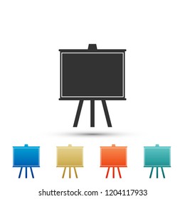Chalkboard icon isolated on white background. School Blackboard sign. Set elements in colored icons. Flat design. Vector Illustration