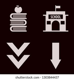 chalkboard icon set with books and apple, school and down arrow vector illustration
