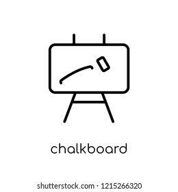 Chalkboard icon. Trendy modern flat linear vector Chalkboard icon on white background from thin line E-learning and education collection, editable outline stroke vector illustration