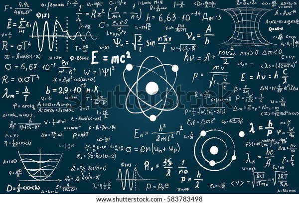 理論や数学の科学的な式や計算が書かれた板 ベクターイラスト のベクター画像素材 ロイヤリティフリー