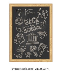  chalkboard isolated on white background. Set icons - Back to school