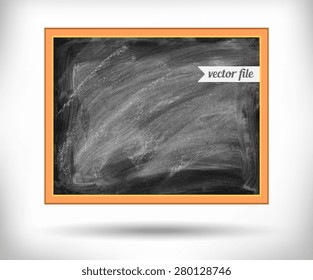 Chalkboard isolated on white. Vector illustration. Texture background, wood, wooden frame. Hand drawn. Web and mobile interface template