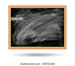 Chalkboard isolated on white. Vector illustration. Texture background, wood, wooden frame. Hand drawn. Web and mobile interface template