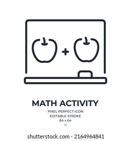 Chalkboard kids activity editable stroke outline icon isolated on white background flat vector illustration. Pixel perfect. 64 x 64.