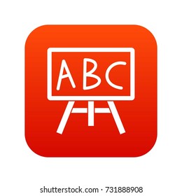 Chalkboard with the leters ABC icon digital red for any design isolated on white vector illustration