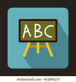 Chalkboard with the leters ABC icon in flat style on a baby bl ue background