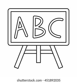 Chalkboard with the leters ABC icon in outline style isolated vector illustration