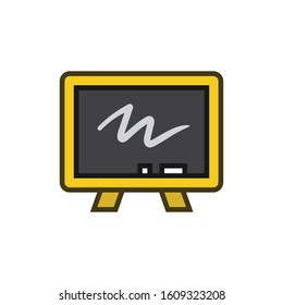 Chalkboard Line Color Vector Icon Design, School and Education