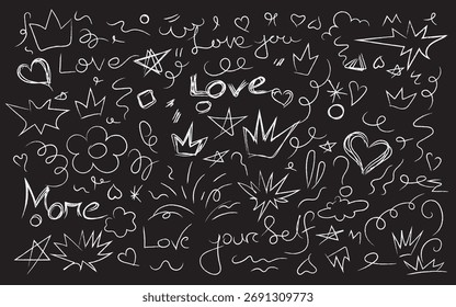 Chalkboard com amor rabisca arte padrão.
