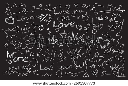 Chalkboard with love doodles pattern art.