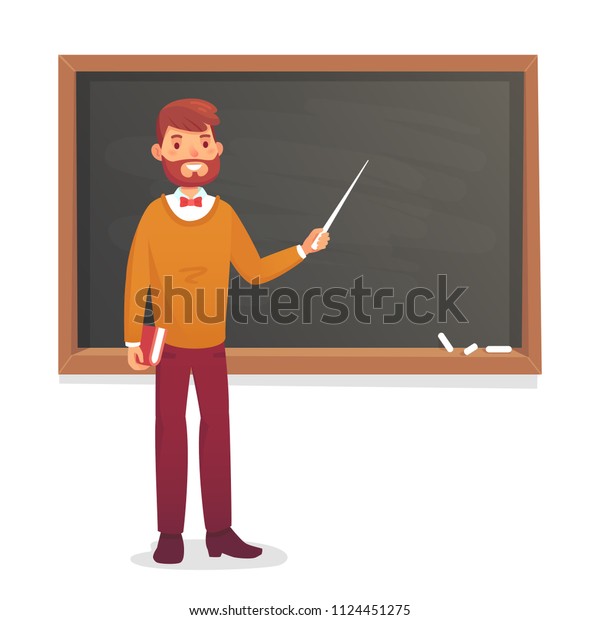 黒板と男性の教授 大学の授業や大学の先生は 教室の古い黒板で教える 英語社会学の数学漫画のベクターイラスト を教える学術物理学教室 のベクター画像素材 ロイヤリティフリー