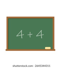 Chalkboard with math equation written on it in flat style. Education concept vector icon ideal for school, learning, and classroom material.