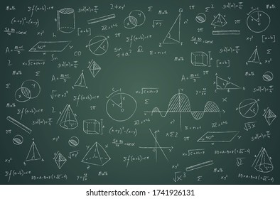 chalkboard math formulas vector illustration