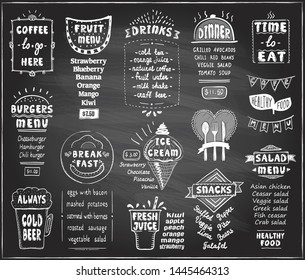 Chalkboard Menu For Cafe Or Restaurant - Coffee, Fruit Menu, Burgers, Cold Beer, Breakfast And Dinner Menu, Fresh Juice, Snacks, Salad Menu And Ice Cream, Etc.